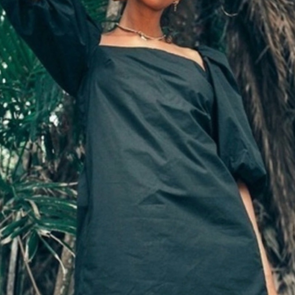Free People Mare Mare Black Puff-Sleeve Mini Dress